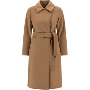 Max Mara Studio, Dames, Mantels, Bruin, Maat: 3XS Wol,