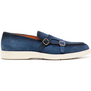 Santoni Klassieke Leren Loafers , Blue , Heren , Maat: 44 EU