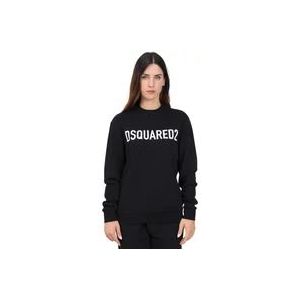 Dsquared2 Zwart Crewneck Sweatshirt Logo Print , Black , Dames , Maat: XS