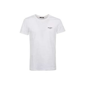 Balmain Klassieke Fit Flock T-Shirt , White , Heren , Maat: S