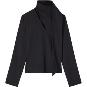 Patrizia Pepe, Dames, Blouses & Shirts, Zwart, Maat: XS Poliester,