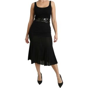 Dolce & Gabbana - Hoge Taille Midi Rok - Zwart - Zijde