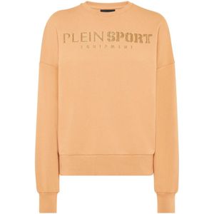 Plein Sport, Dames, Sweatshirts & Hoodies, Beige, Maat: 2XL Katoen,