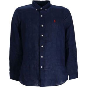 Polo Ralph Lauren, Heren, Overhemden, Blauw, Maat: M Katoen,