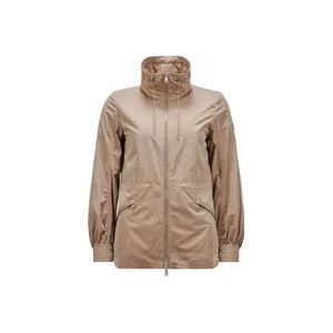 Moncler Enet Korte Parka Jas , Beige , Dames , Maat: L