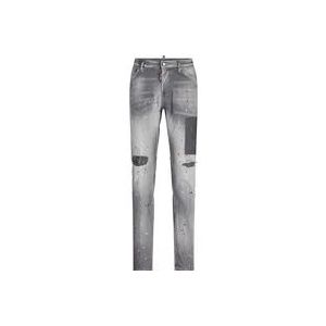 Dsquared2 Slim-Fit Jeans met Distressed Details , Gray , Heren , Maat: 2XL