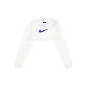 Nike Korte Mouwen Crop Top - Streetwear Collectie , White , Dames , Maat: M