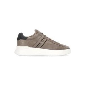 Hogan Bruine Leren Sneakers Ronde Neus , Brown , Heren , Maat: 43 EU