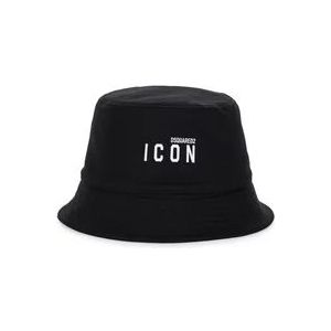 Dsquared2 Zwarte bucket hoed voor heren , Black , Dames , Maat: S