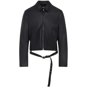 Acne Studios, Heren, Jassen, Zwart, Maat: XL Leer,