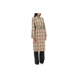 Burberry Geruite trenchcoat , Beige , Dames , Maat: XS