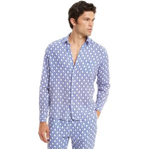 Peninsula, Heren, Overhemden, Blauw, Maat: S Linnen,