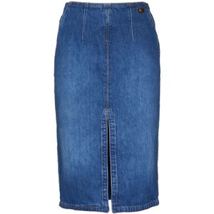 Elisabetta Franchi, Dames, Rokken, Blauw, Maat: XS Katoen,