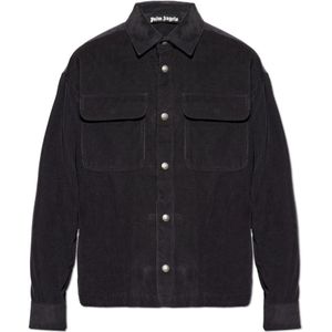 Palm Angels, Heren, Overhemden, Blauw, Maat: S Corduroy,