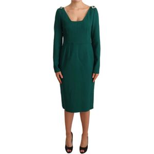 Dolce & Gabbana - Crystal Midi Jurk - Groen - Dames - Polyester