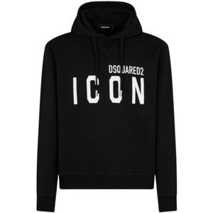 Dsquared2, Heren, Sweatshirts & Hoodies, Zwart, Maat: M Katoen,