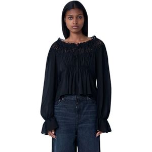 Chloé, Dames, Blouses & Shirts, Zwart, Maat: XS