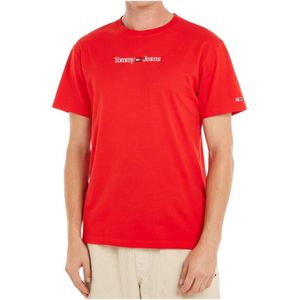 Tommy Jeans, Heren, Tops, Rood, Maat: S Katoen,