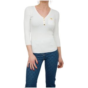 Elisabetta Franchi, Dames, Truien, Wit, Maat: M Zijde,