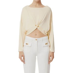 Elisabetta Franchi, Dames, Truien, Beige, Maat: M Jersey,