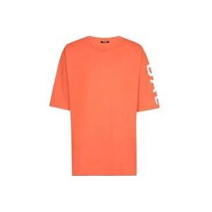 Balmain Donkeroranje Oversized Katoenen T-Shirt , Orange , Heren , Maat: S