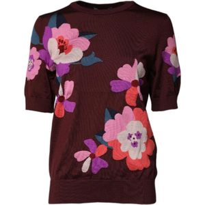 Dolce & Gabbana - Zijden Bloemen Crew Neck Blouse - Bruin