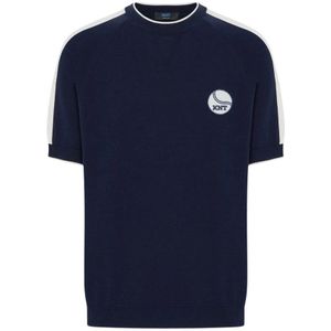 Kiton, Heren, Tops, Blauw, Maat: S Katoen,