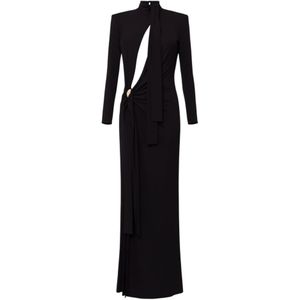 Elisabetta Franchi, Dames, Jurken, Zwart, Maat: L Jersey,