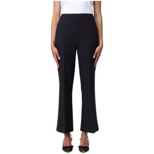 Elisabetta Franchi, Dames, Broeken, Zwart, Maat: XL Leer,