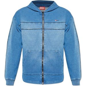Diesel, Heren, Sweatshirts & Hoodies, Blauw, Maat: L Katoen,