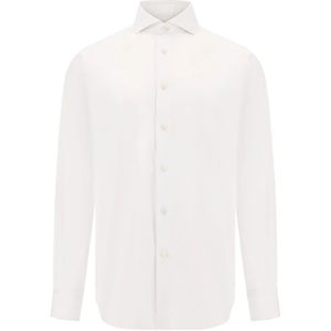 Boggi Milano - Overhemden - Wit - Slim Fit - Katoen - Stretch Katoen en Nylon