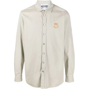 Moschino, Heren, Overhemden, Grijs, Maat: 3XL