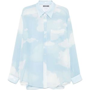 Moschino, Heren, Overhemden, Blauw, Maat: XL