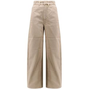 Lemaire, Dames, Broeken, Beige, Maat: XS Katoen,
