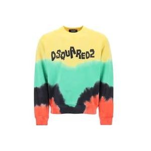 Dsquared2 Tie Dye Crew Neck Sweatshirt met Logo Print , Multicolor , Heren , Maat: L