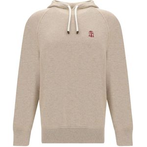 Brunello Cucinelli, Heren, Sweatshirts & Hoodies, Beige, Maat: XL Kasjmier,