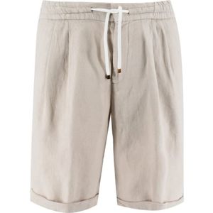 Brunello Cucinelli, Heren, Korte broeken, Beige, Maat: 3XL Linnen,