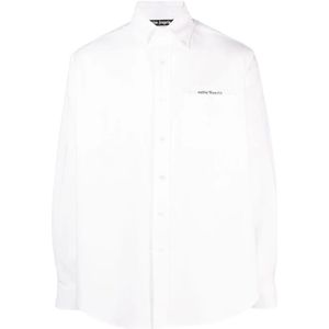 Palm Angels, Heren, Overhemden, Wit, Maat: L Katoen,