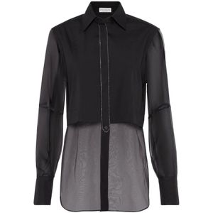 Brunello Cucinelli, Dames, Blouses & Shirts, Zwart, Maat: XS Katoen,