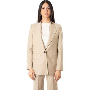 Max Mara Studio, Dames, Jassen, Beige, Maat: S Leer,