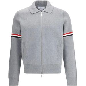 Thom Browne, Heren, Sweatshirts & Hoodies, Grijs, Maat: S Nylon,