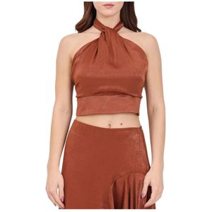 Akep, Dames, Tops, Bruin, Maat: XS Viscose,
