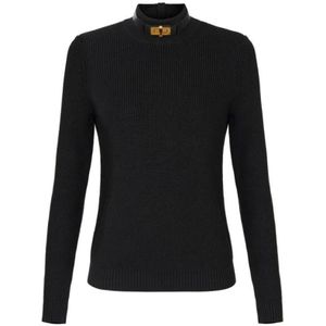Elisabetta Franchi, Dames, Truien, Zwart, Maat: M Wol,