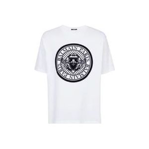 Balmain Medallion T-shirt , White , Heren , Maat: XL