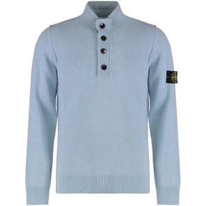 Stone Island, Heren, Truien, Blauw, Maat: XL Wol,