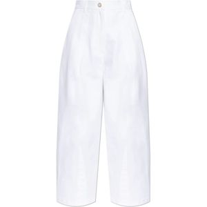 Max Mara, Dames, Broeken, Wit, Maat: S Katoen,