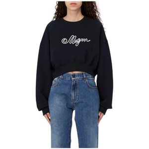 Msgm, Dames, Sweatshirts & Hoodies, Blauw, Maat: S Katoen,