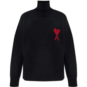 Ami Paris, Heren, Truien, Zwart, Maat: XS Wol,