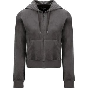Juicy Couture, Dames, Sweatshirts & Hoodies, Grijs, Maat: XL Velours,