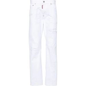 Dsquared2, Heren, Broeken, Wit, Maat: L Katoen,